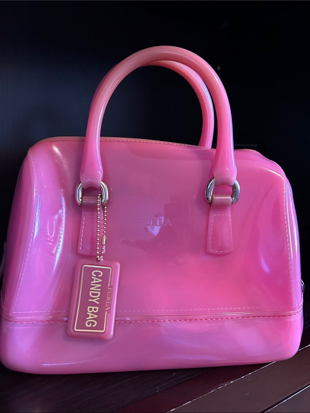 Furla Hot Pink Patent Dome Satchel
